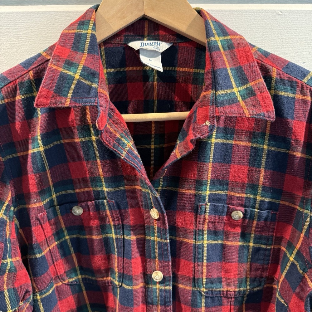 Duluth Free Swingin Flannel Shirt Womens M Red/ Green Plaid Button Pocket